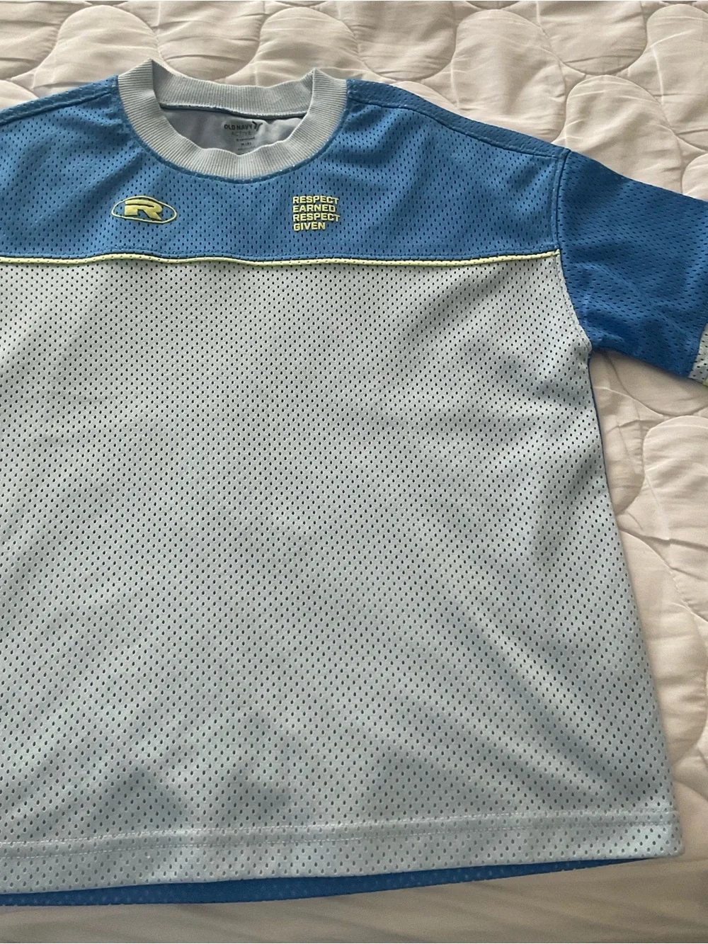 Old Navy Light Blue and Blue Mesh color-block T-shirt